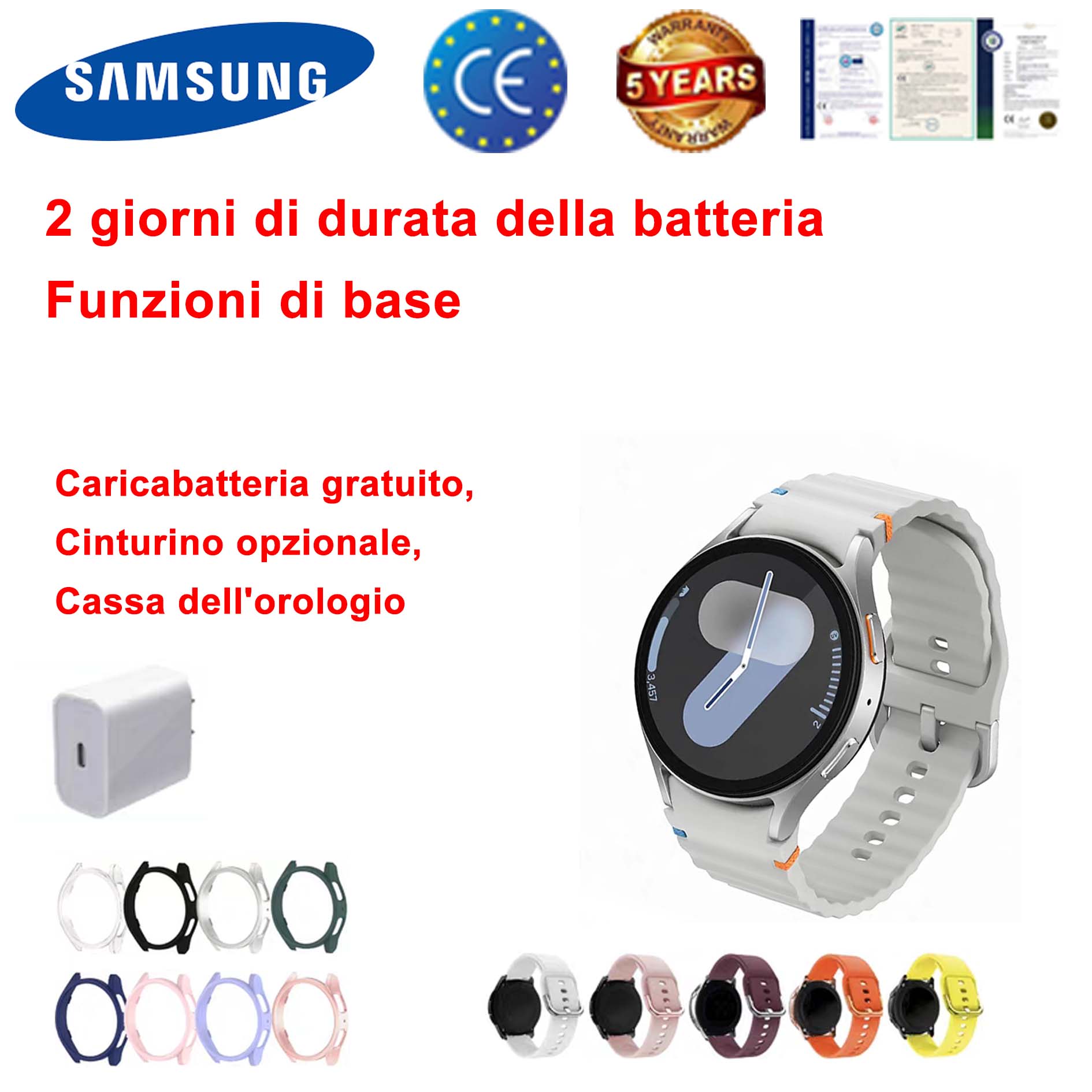 [Modello base] Orologio sportivo Samsung Galaxy, viene fornito con caricabatterie + cinturino + custodia protettiva per orologio, comprese funzioni di base e chiamate Bluetooth